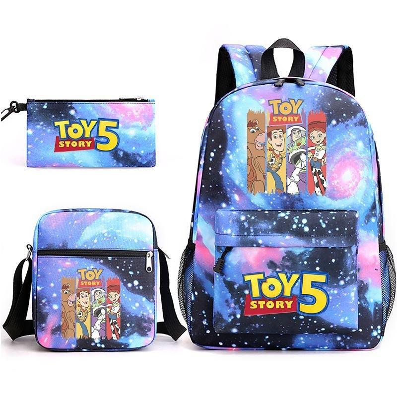 Toystory Anime Printed Backpack Outdoor Leisure School Bag Men S And Women S School Bag 3-Piece Set 3 piece set