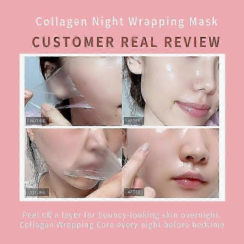 Maschera Notturna Avvolgente al Collagene Maschera Viso Idratante & Lifting Peel-Off Con Ceramidi, Acido Ialuronico, Glicerina 75ml