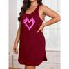 Large-size Women's Flame Heart Print Tank Top Dress - Comfortable and Casual Style, Suitable for Both Outings and At Home.
