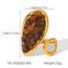 French vintage natural stone ring for women, non-fading titanium steel jewelry, versatile niche open ring