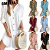 Women's Fashion Autumn Winter Solid Color Print Long Sleeve POLO-Neck Casual Dresses