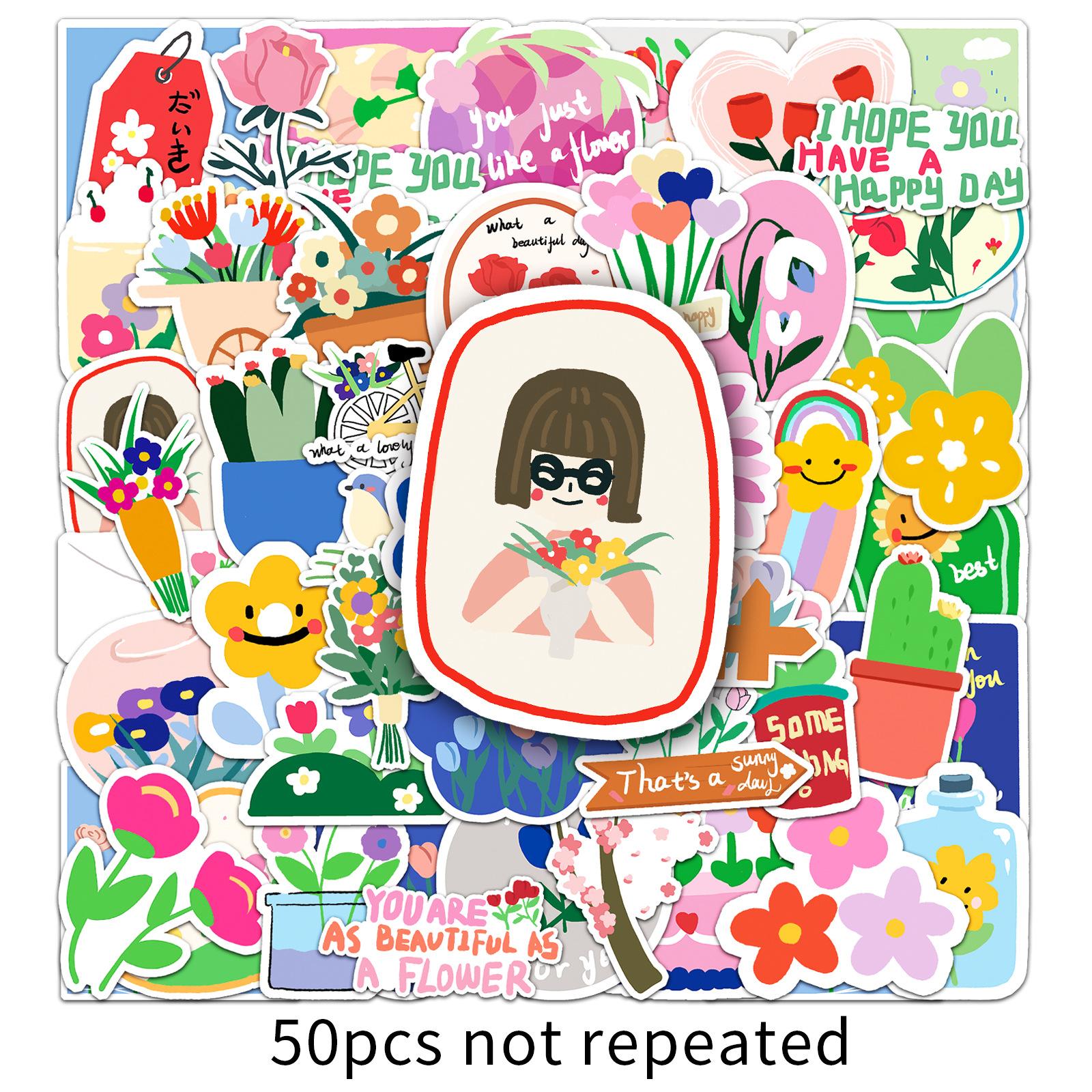 

50 раскрашенных вручную мультфильмов с цветочными граффити, оригинальные чехлы для телефонов Guka, креативные DIY, наклейки на чемодан, водонепроницаемые