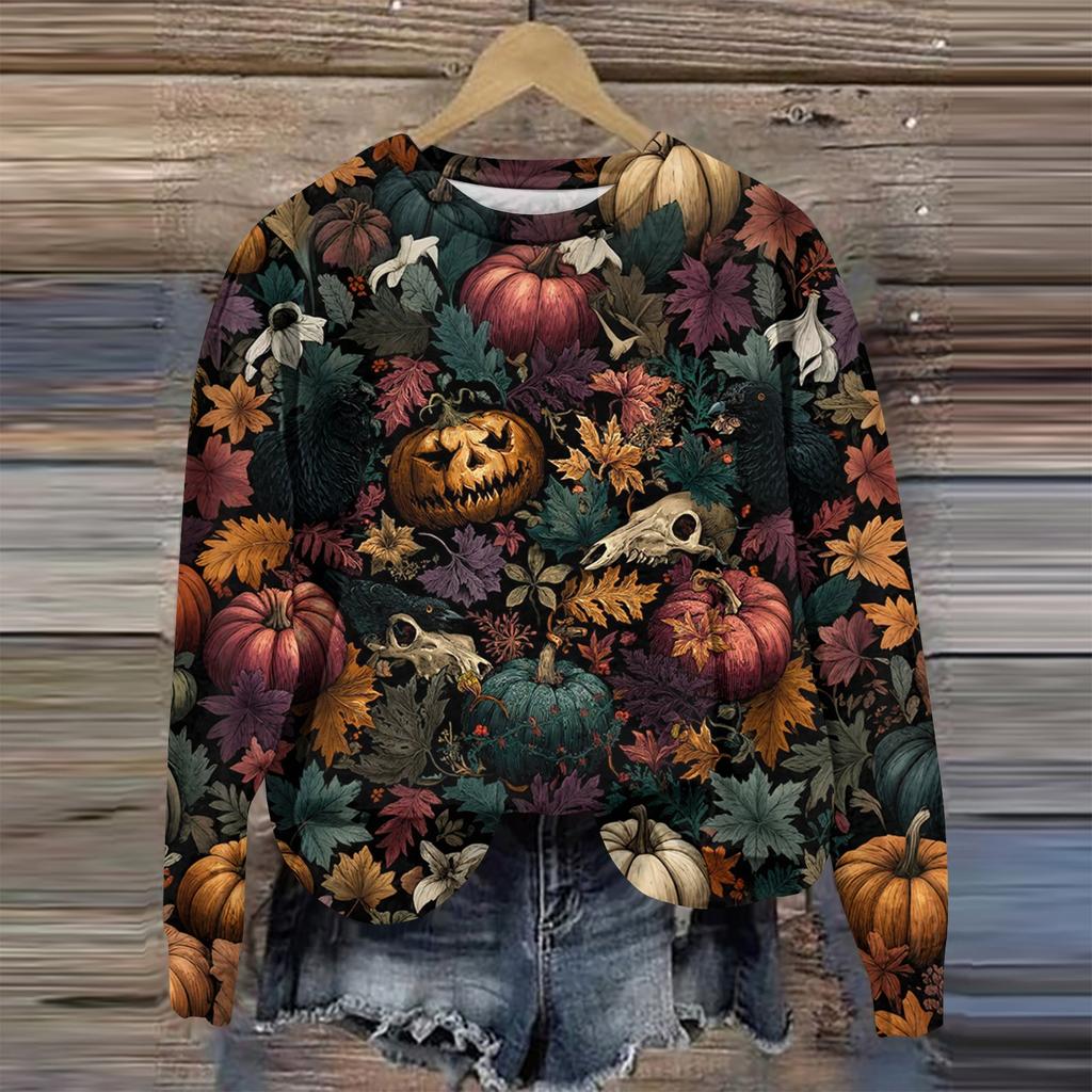 Women's Casual Comfortable Round Neck Long Sleeve Baseball Print Top Sweatshirt