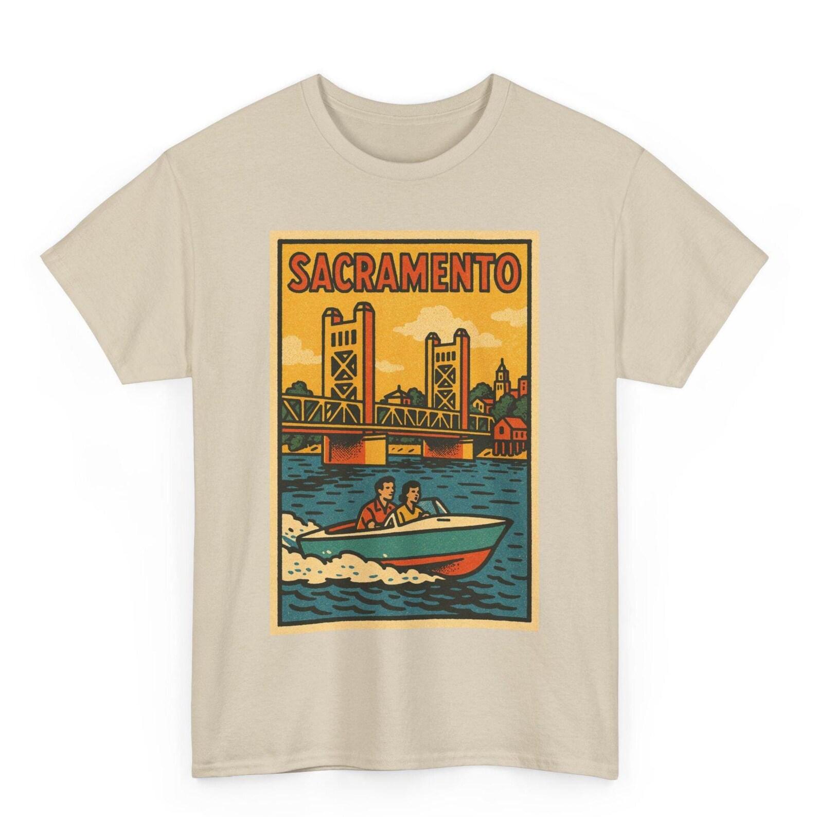 Sacramento T-Shirt: Retro Comic California Skyline Tee 4XL