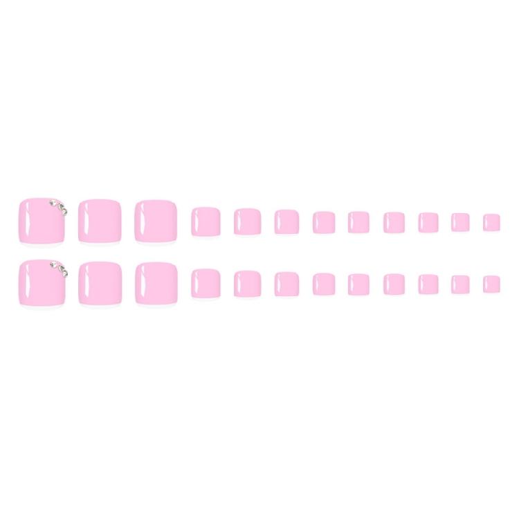 Shimmering French False Nail Press On Toes White Tip With Pink Glitters Durability Plastic Nail Art For Bridal Shower Date Nights