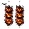 Halloween Pumpkin Hanging Ornaments Triple Stacked Jack-o'-Lantern Door Hanger, 2D Wall Ornament, Spooky Theme House Decor Fall Porch for Front