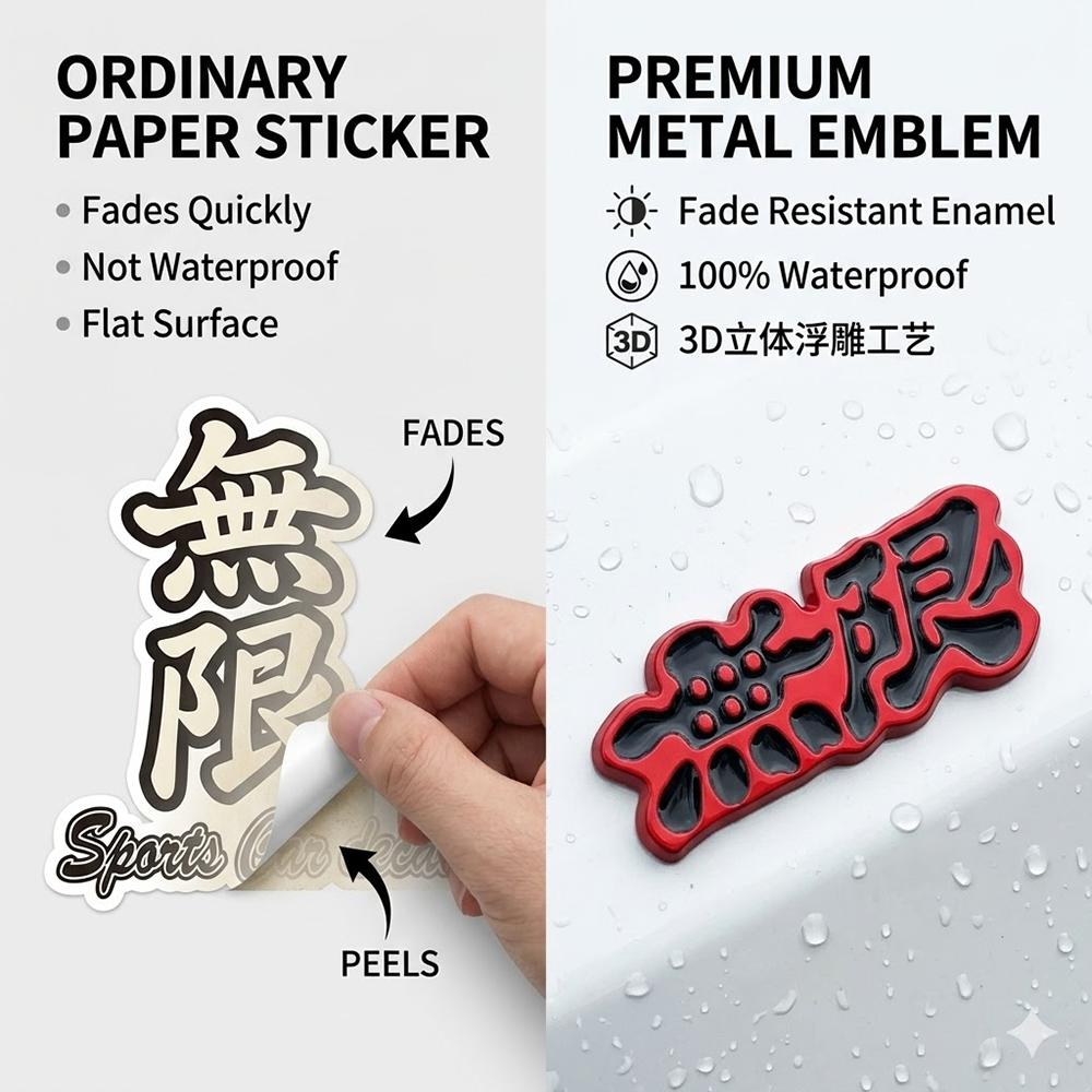 1pc 3D Metal Car Styling Logo Mugen Power Sticker Emblem Rear Badge Chrome Decal For Car Trunk For Honda Civic Accord CRV