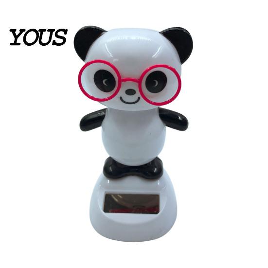 Fatigue Relief Car Accessory Solar Panda Ornament, Plastic Pendant, Automatic Head Swinging Black And White Ornament Doll, Dashboard Cute Interior