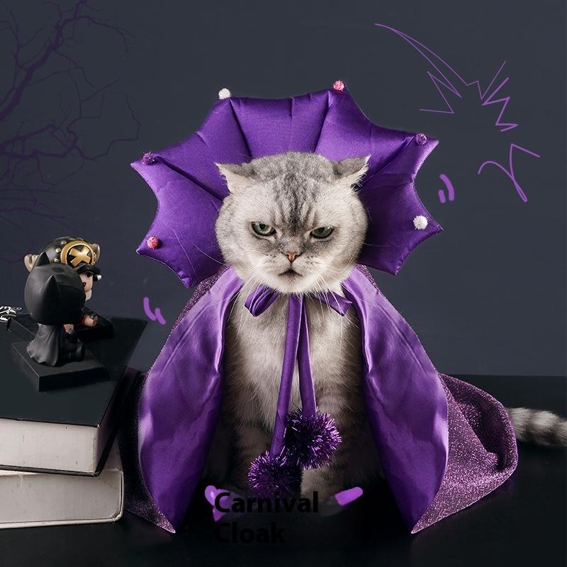 Vampire Cape Halloween Costume Set with Hat for Cats And Dogs Magic Cloak Pet Cosplay Clothing Accessories