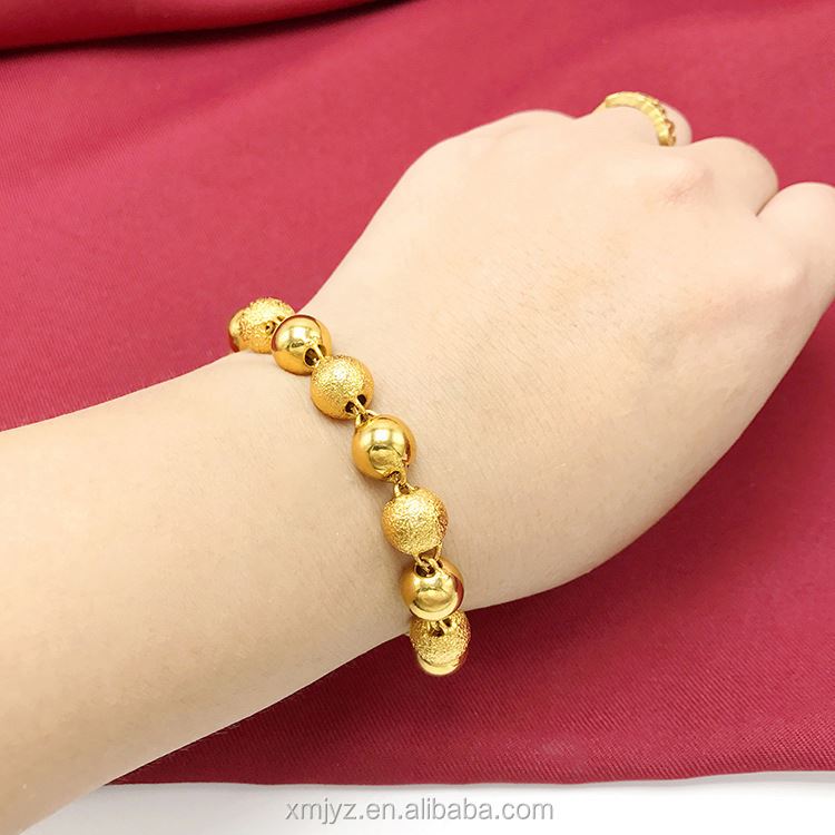 Dubai Jewelry Ladies Fashion Round Bead Braceletsgold PlatedStall Small Jewelry Solid Smooth Frosted Bracelet Source