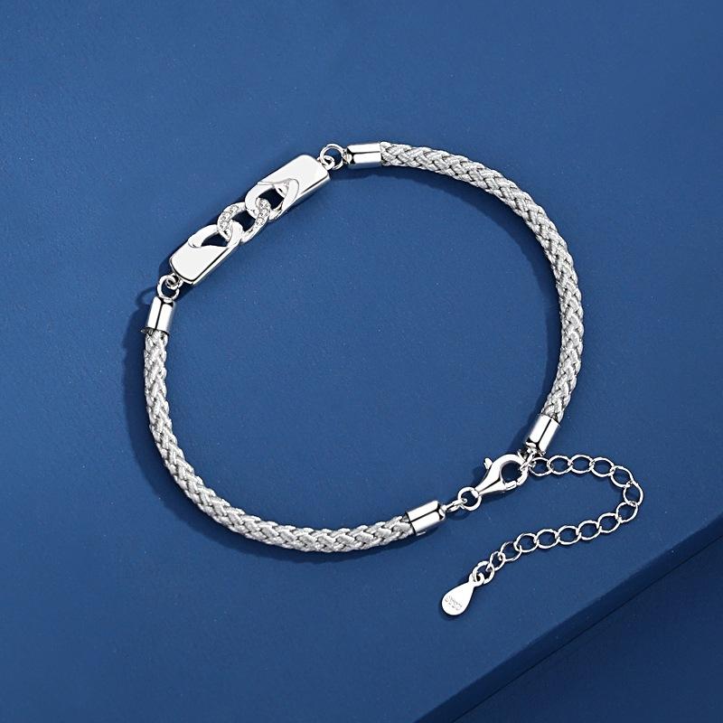 

Оригинальный парный браслет Пара браслетов с бриллиантами Корейская версия Нишевый дизайн Холодный ветер Плетеный шнур Универсальный