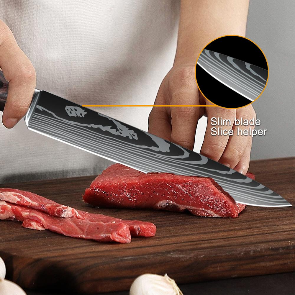 MDHAND 8inch Multifunctional Slicing Knife Gift Kitchen Knife Cutting Sushi Ultra-Sharp Cleaver Slicing Utility Fruit Knife