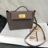 2026 Womens Genuine Leather Handbag With Suede Texture Lock Crossbody Or Top Handle Medium Square Shape