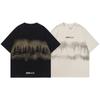 Trendy Summer New Japanese Retro Creative Landscape Print Pattern Loose and Versatile Breathable T-shirt