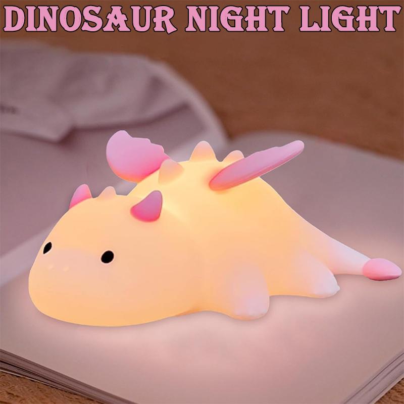 Dragon Night Light for Kids, Rechargeable 7 Colors Silicone Night Lights with Magnetic Base & Timer, Dimmable Nursery