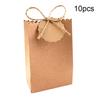 10set With Tag and Rope Candy Box Bread Bag White Candy Biscuit Bag For Guest Gift Gift Bag Brown 7x3.5x11CM