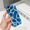 Textured Fuzzy Cyan Blue Animal Pattern Art Film Aesthetic Protective Shockproof Bumper Phone Case Cover For iPhone 14 15 16 Pro Max Plus