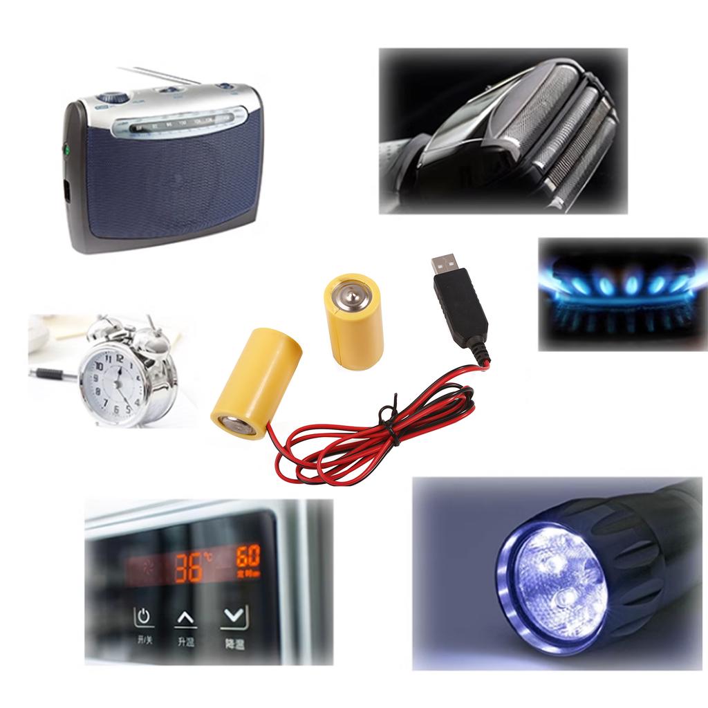 3V Power Converter LR14 C Battery Eliminators Replace 2Pcs 1.5V C Size Batteries for LED Light Toy with Type C Adapter