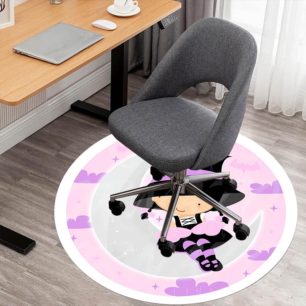 

1pc Moon Witch Round Chair mat Area Rug - Non-Slip, Floor Mat for Office, Bedroom, home decor Christmas Gift p0811188 80cm