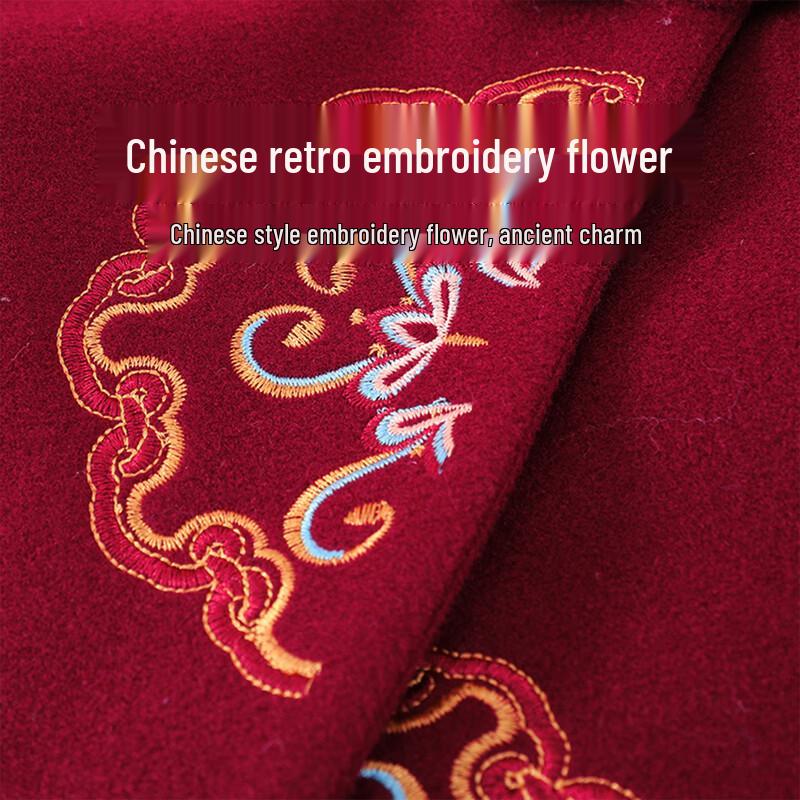 Elegant Plush-Lined Embroidered Jacket for Mid-Aged Women