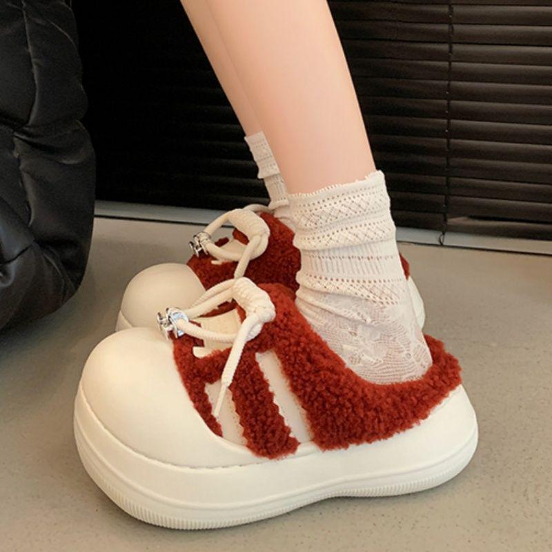 

Women s High-Value Thick-Soled Cotton Slippers: Warm, Non-Slip, Fluffy, Height-Boosting for Autumn/Winter 40/41 [Fits 39/40]