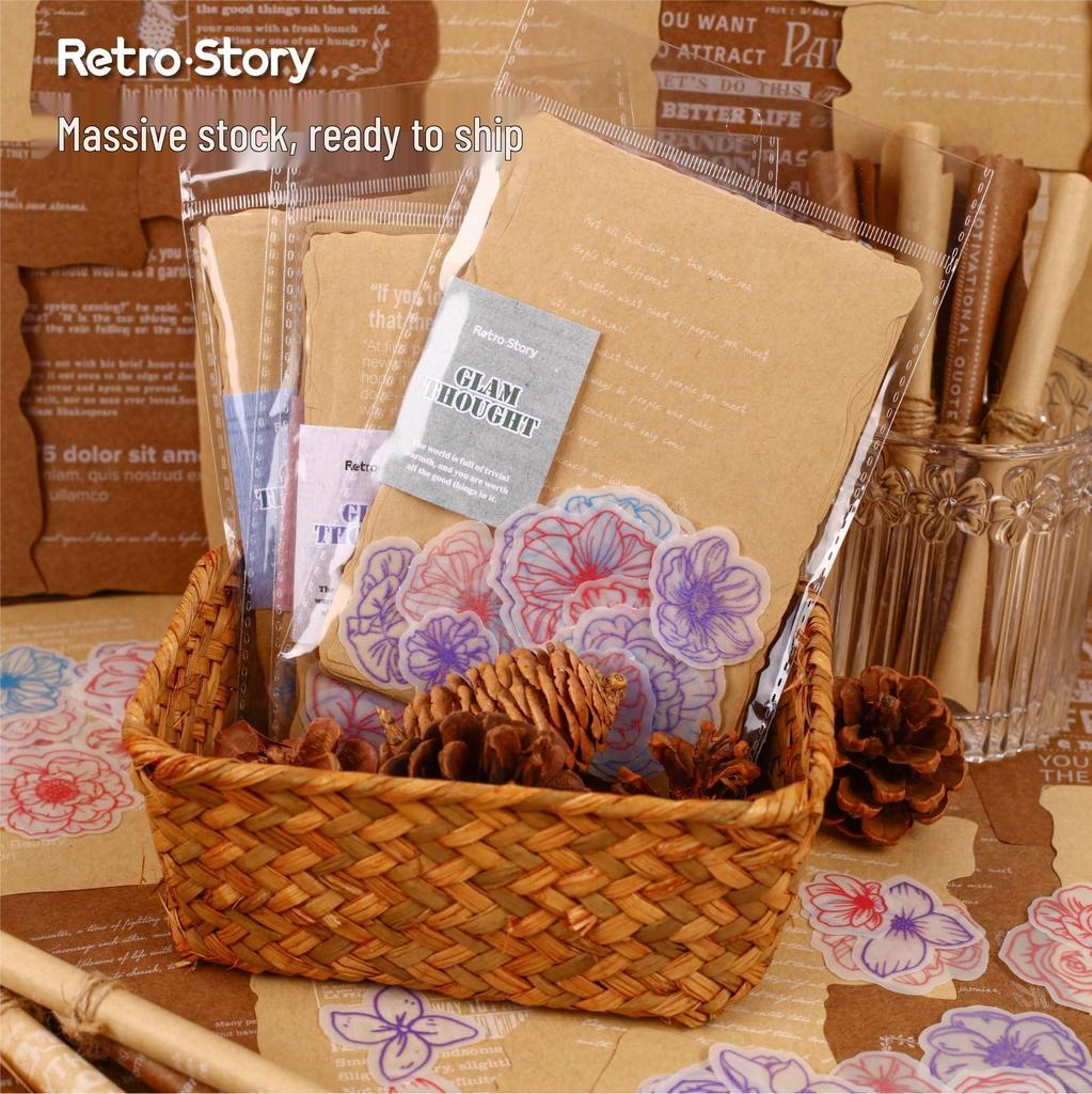 Huaxiang Retro DIY Journal Decoration Material Pack - 4 Styles