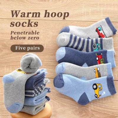 5 Paar Frotteesocken für Kinder Cartoon-Kindermode Großhandel zum Weiterverkauf Socken kleines Auto Zart und weich 1-16 Jahre