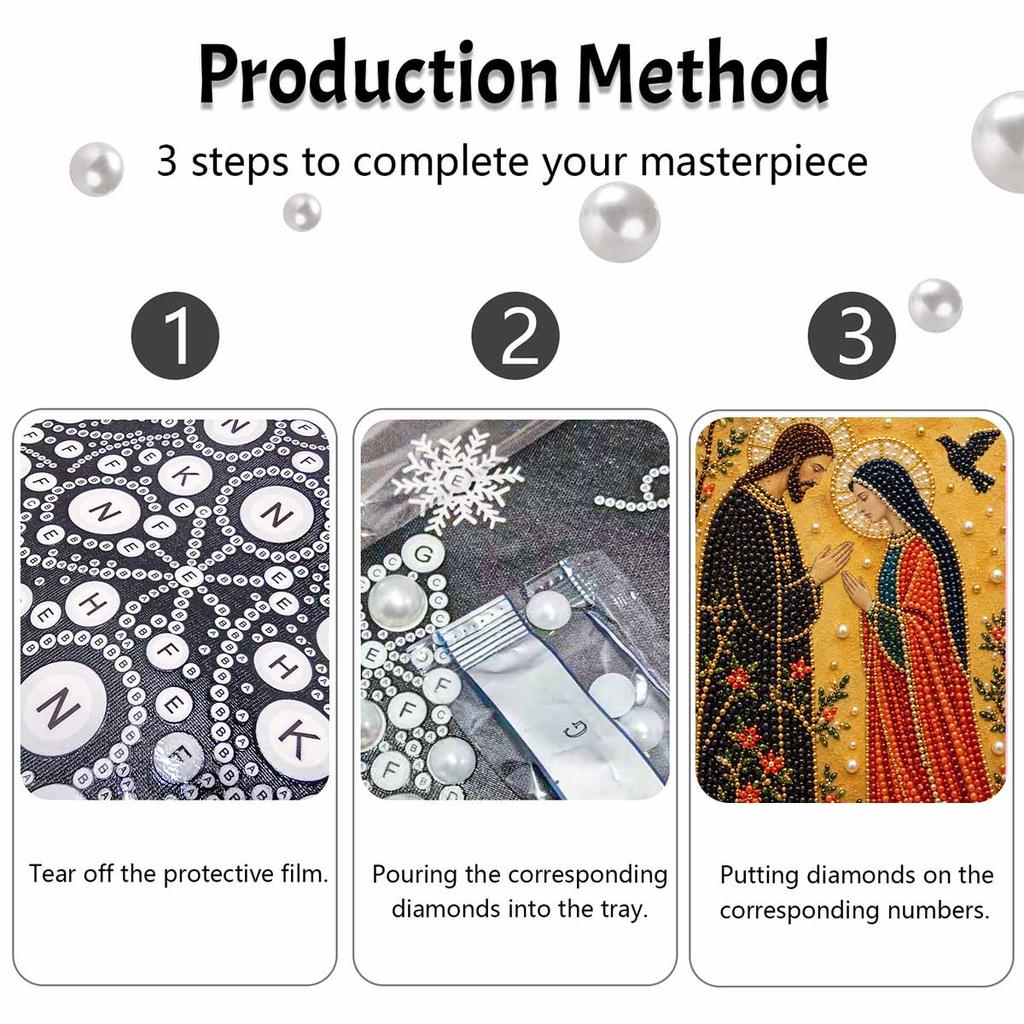 DIY 3D Pearl Diamond Painting Art Set Religious Holy Family Home Decor Art Set Wall Art