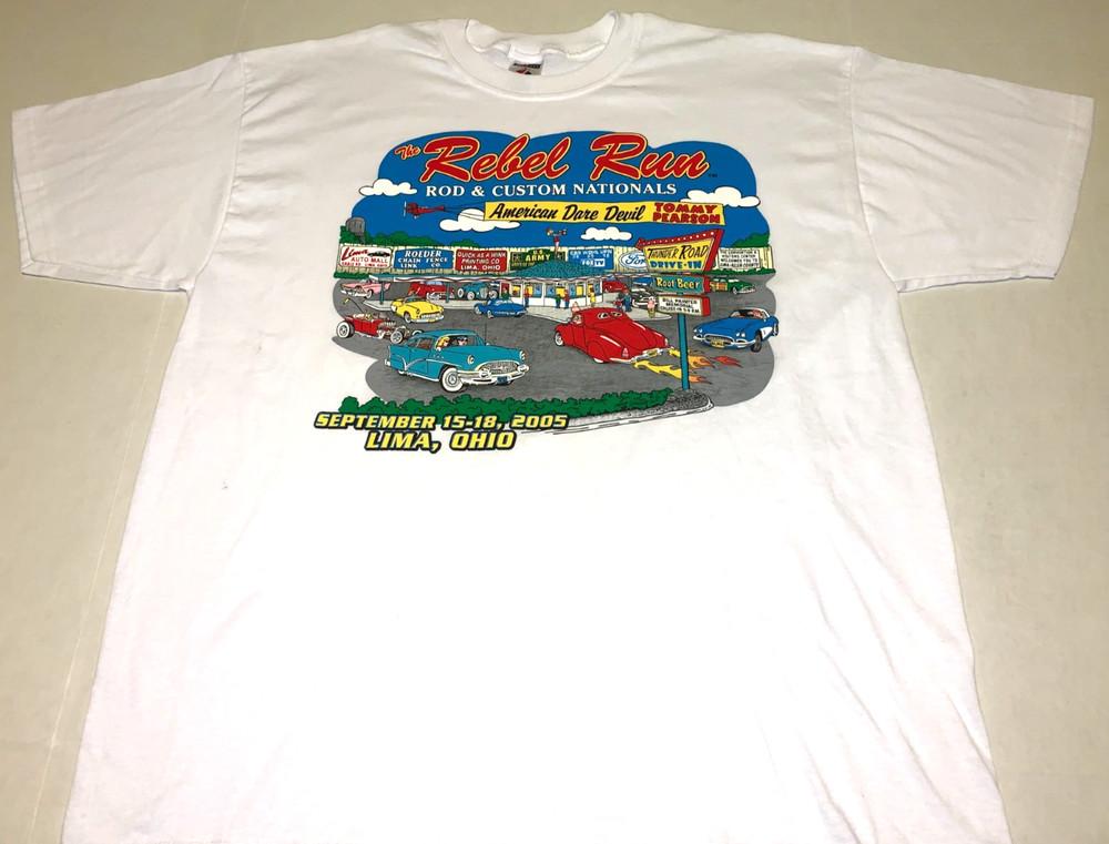 Rare! Vintage 2005 Rebel Run Hot Rod Custom Nationals Lima Ohio T-Shirt New! XL Unisex T-Shirt XL