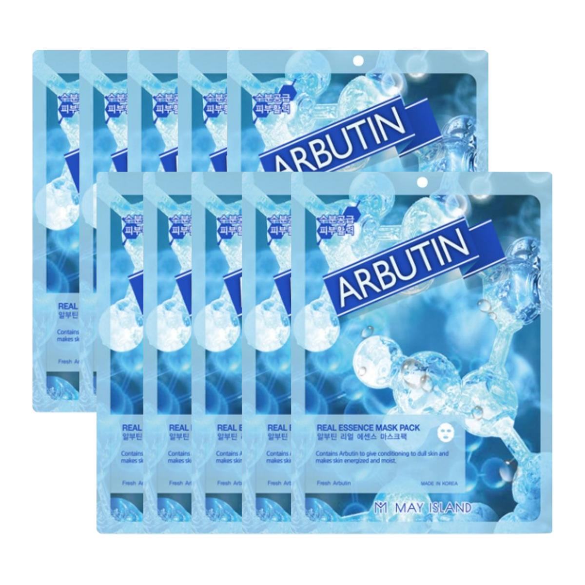 May Island Real Essence Mask Pack Arbutin Brightening Hydrating Sheet Mask 25ml*10ea