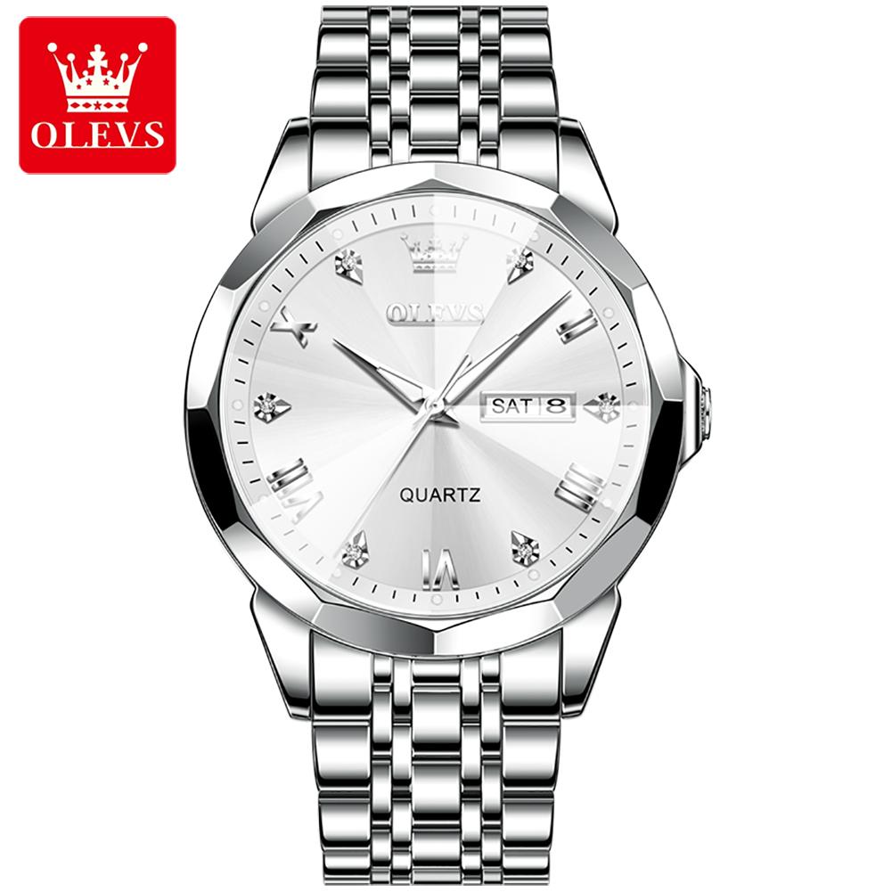 OLEVS 9931 Sports Watch for Men Luxury Luminous Waterproof Stainless Steel Calendar Brick Quartz Mens Wristwatches Reloj Hombre