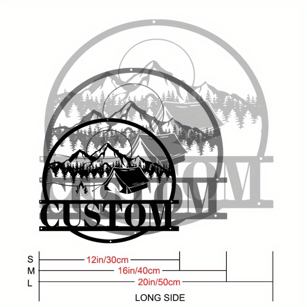 Metal Wall Art Campfire Mountain Scene Personalized Tin Sign Camper Decor Outdoor Sculpture