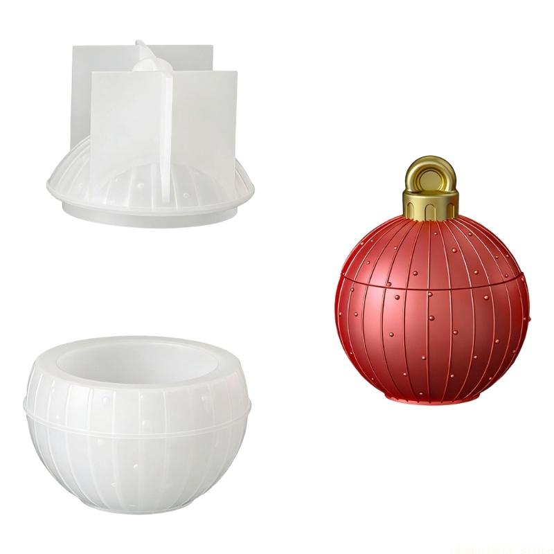 QX2E Christmas Ball Silicone Cup Molds Resin Jar Mould With Lid Easy Demolding