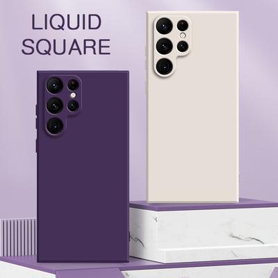 Vierkante Vloeibare Siliconen Hoes voor Samsung Galaxy S23 Ultra S22 Plus S21 FE S20 Note 20 10 Beschermende Zachte Stoffen Telefoon Achterkant Hoes