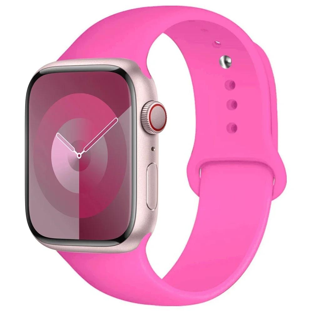 Silicone Strap For Apple Watch band 45mm 44mm 41mm 42mm 40mm 49mm 38mm correa bracelet iWatch series 9 8 5 4 3 8 6 SE 7 Ultra 2