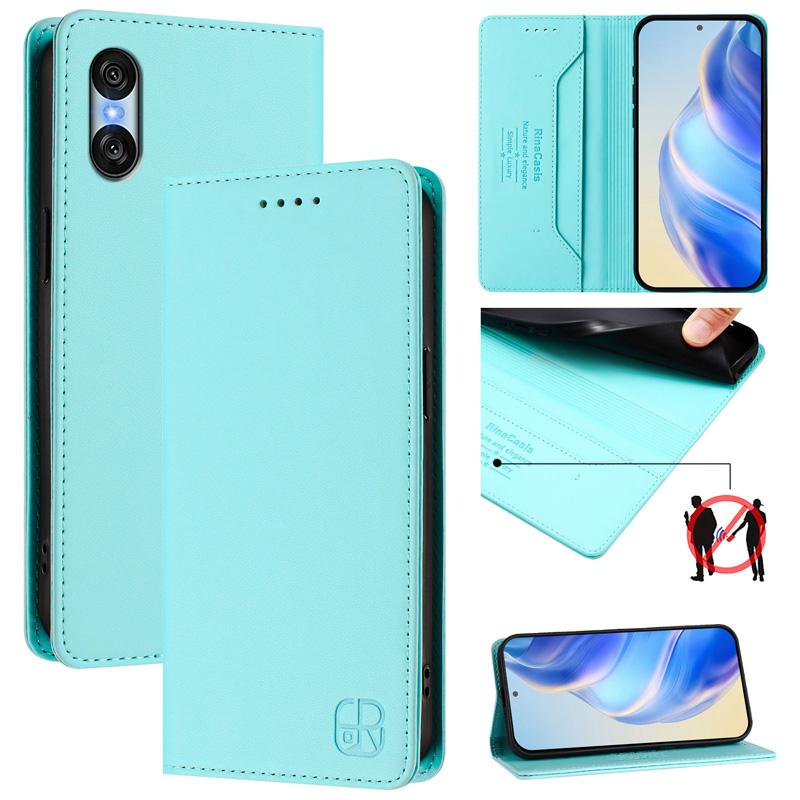 Luxusní kožené pouzdro pro Sony Xperia 10 VI/Xperia 5 VI/Xperia 1 VI/Xperia 5 V Sloty RFID blokovacích karet Stojan s magnetickou přitažlivostí Nárazuvzdorný Flip Cover