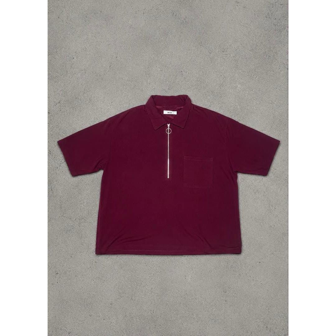 Burgundy zippered polo shirt