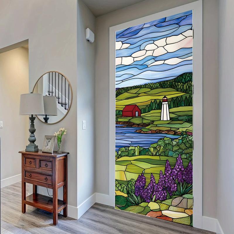 2PCS Imitation Leather Surface Vintage Refrigerator Decoration Retro Poster Collage Design 28.6x163cm