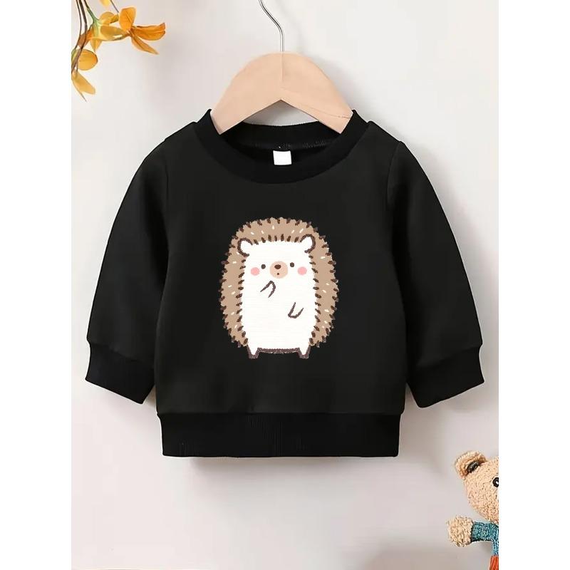 European sizes Cute Hedgehog Print Pattern | Comfortable Thin Round Neck Hoodie For 0-3 Year Old  Kids In , Suitable For Outdoor Wear