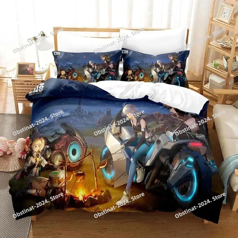 3D Game Tower of Fantasy Anime Bedding Set Printed Bed Set With Pillowcase Bed Duvet Cover Single Double Queen Super King Size