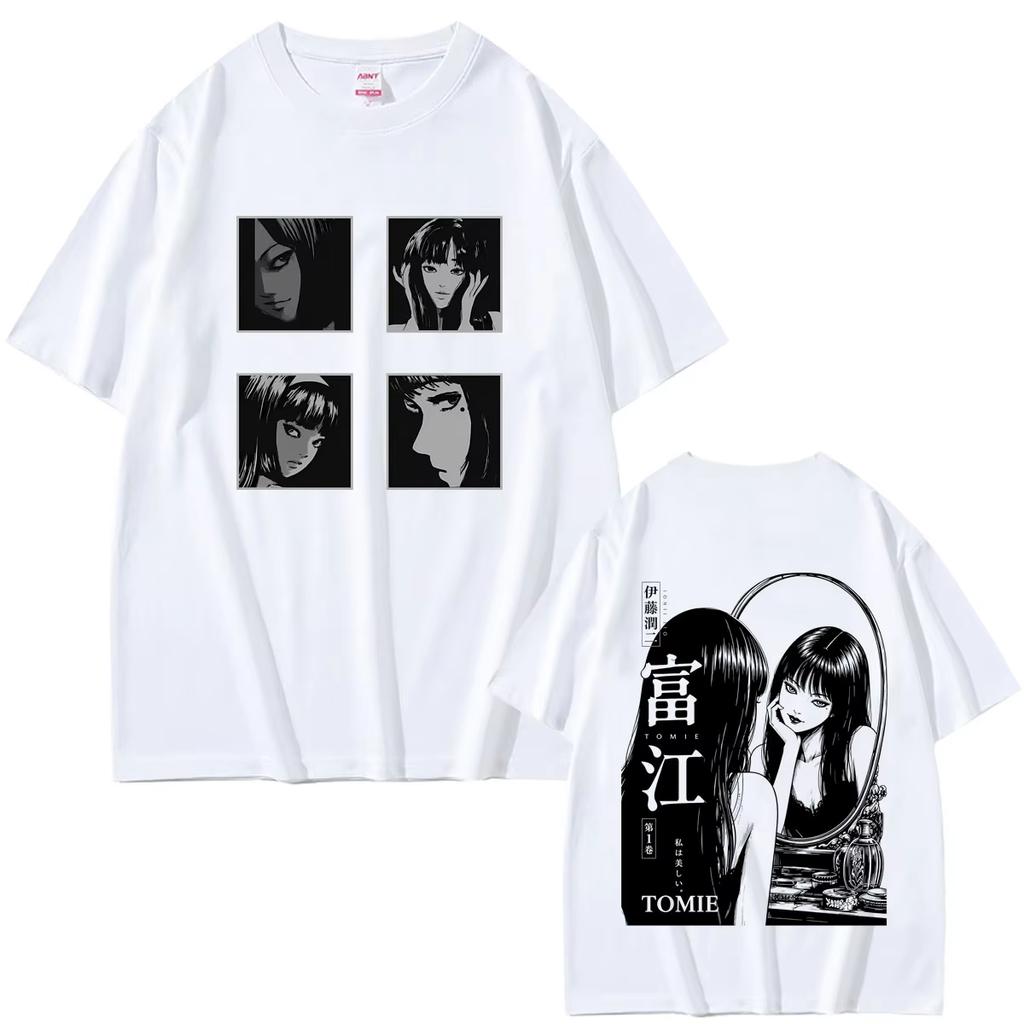 Hot Sale Anime Tomie Junji Ito Manga Horror Gothic T Shirts Men Women Hip Hop Streetwear Oversized T-shirt Breathable and Comfortable Clothes