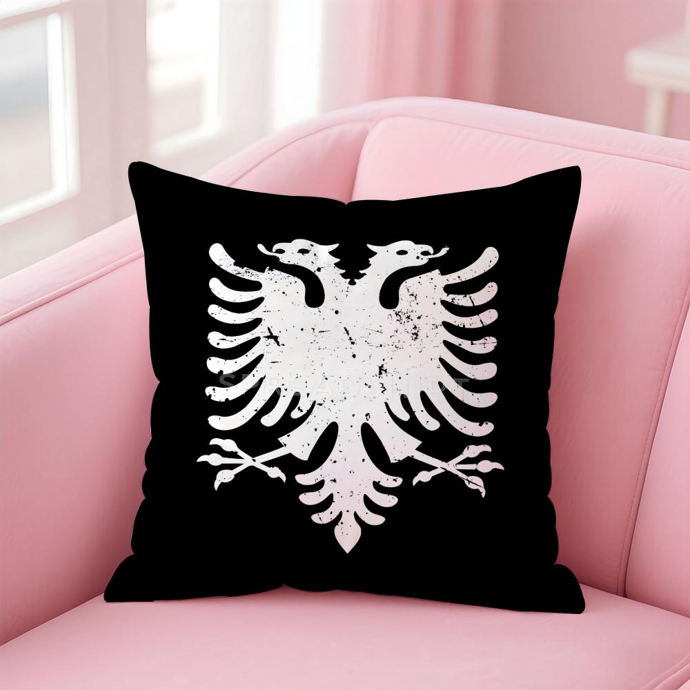 National Patriotic Symbol AAlbanians Flag Cushion Cover Pillowcase Short Plush Invisible zipper Room Sofa Cushion Cover