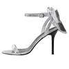 Fashion Silver Bow Decoration Brand High Heel Sandal Women Fashion Ankle Strap Buckle Designer Heels Elegant Banquet Bridal Evening Shoe