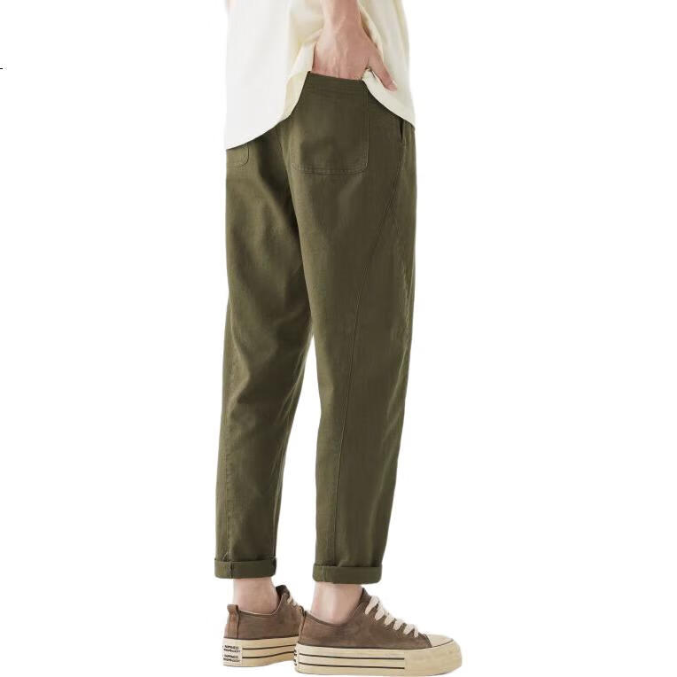 CLOR Pure Cotton American-Style Cargo Pants for Men, Spring And Summer Style, Trendy Loose Straight-Leg Trousers, Casual Pants CM04 Black Size M