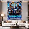 Golden State Warriors 2022 Champions Poster Blue Neon Trophy Curry Team Glow