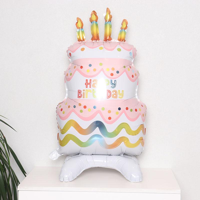 Gradient Rainbow Balloon with Crown for Girl's First Birthday Party Background Decoration