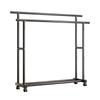Extra Thick Double Row Vertical Clothes Rack with Wheels for Bedroom Storage