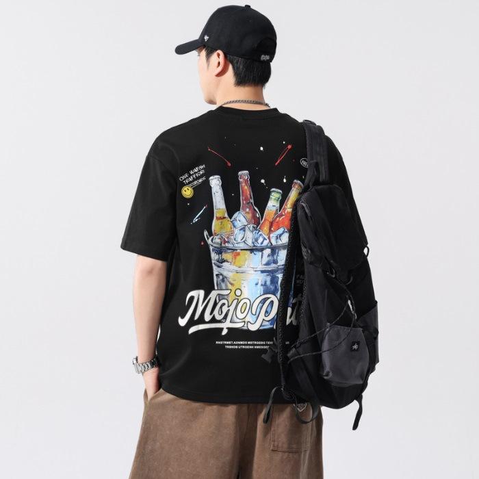 

Новая летняя футболка с коротким рукавом, модная, универсальная, с принтом, модная, с ощущением прохлады 4XL чёрный