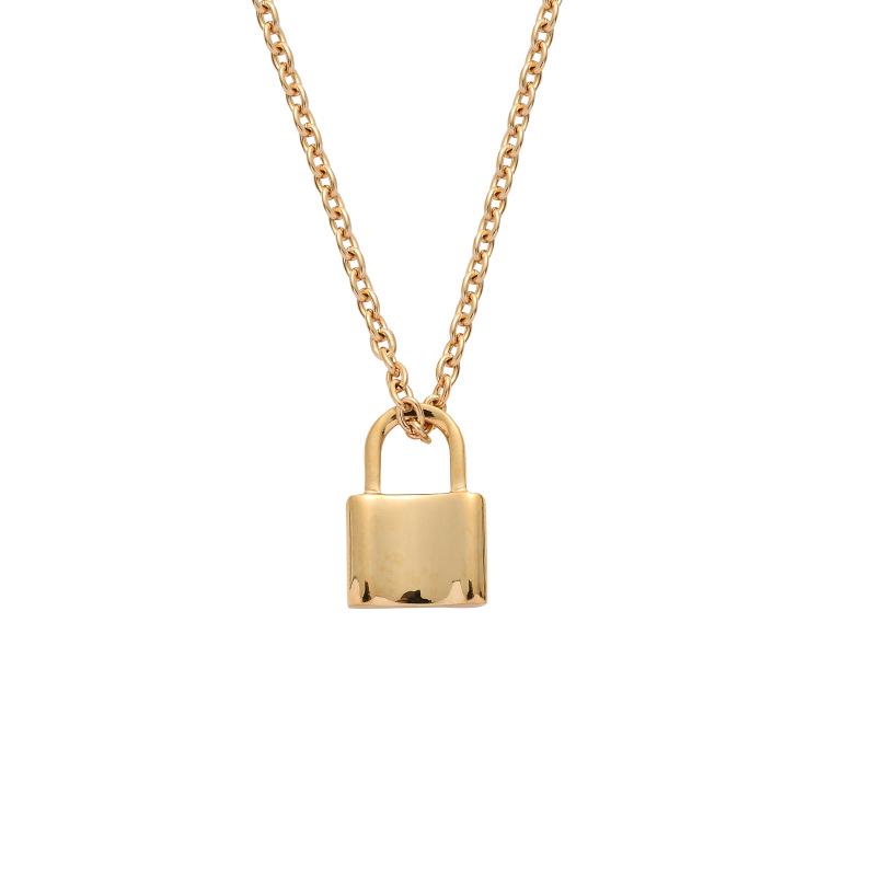 Men's Hip Hop Korean-Style Stainless Steel Padlock Pendant Necklace