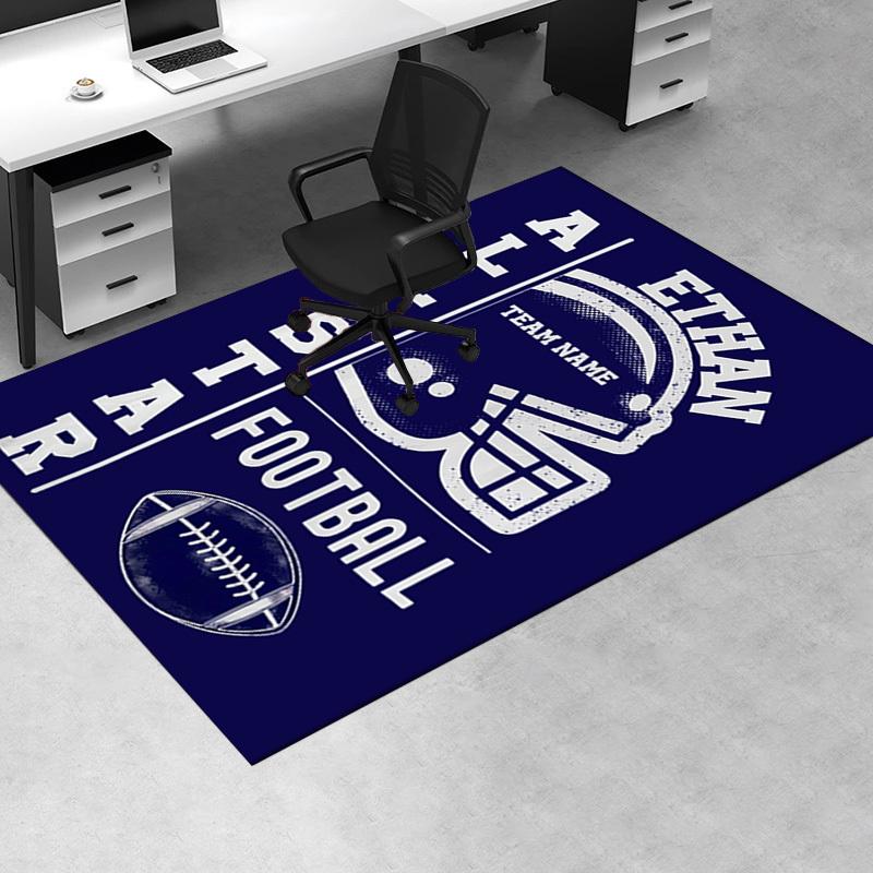 Office Carpet Ethan All Star Football Team Name Helmet & Ball Design Sofa Rug, Chair Mat for Protectiona092